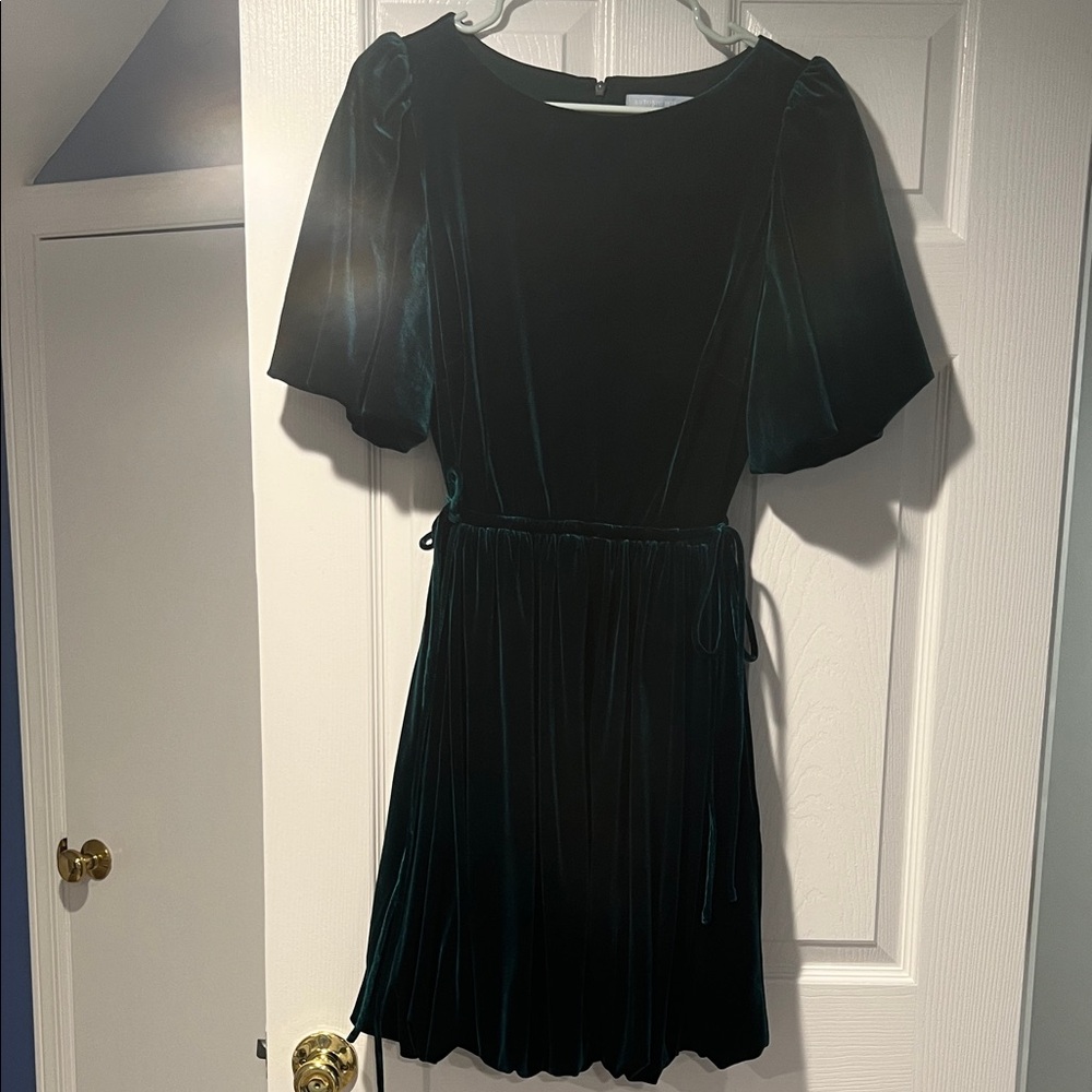 ANTONIO MELANI Velvet Mini Dress in Deep Green